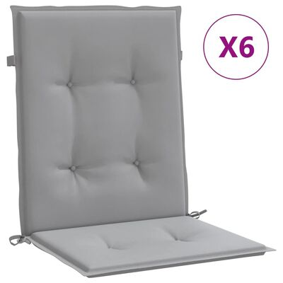 vidaXL Garden Lowback Chair Cushions 6 pcs Gray 39.4"x19.7"x1.2" Oxford Fabric