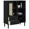 vidaXL Highboard Black Solid pinewood with UV varnish finish, Poly rattan