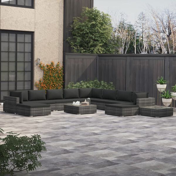 vidaXL Patio Lounge Set Set of 12 Gray