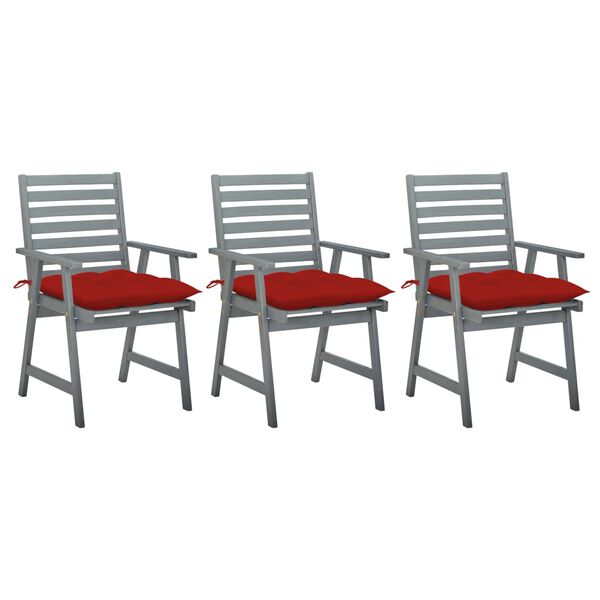 vidaXL Patio Dining Chairs with Cushions 3 pcs Solid Acacia Wood (312416+314915)