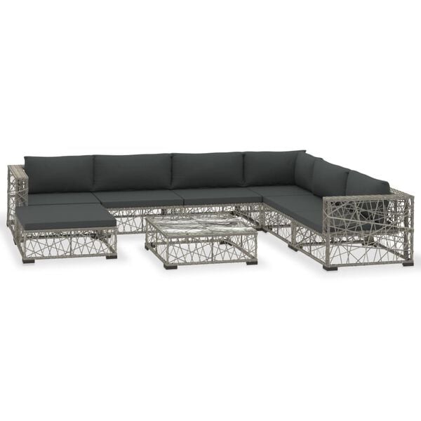 vidaXL Garden Lounge Set Grey PE Rattan Medium Modular