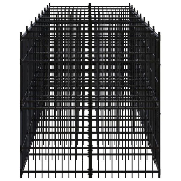 vidaXL Dog Kennel Black Powder-coated steel Large Durable Dog Kennel