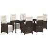 vidaXL Garden Dining Set with Cushion 7 pcs Brown Poly Rattan