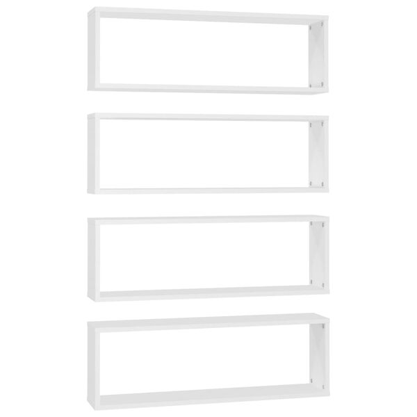 vidaXL Wall Shelf Set of 4 White Engineered wood 31.5 x 5.9 x 10.4 in
