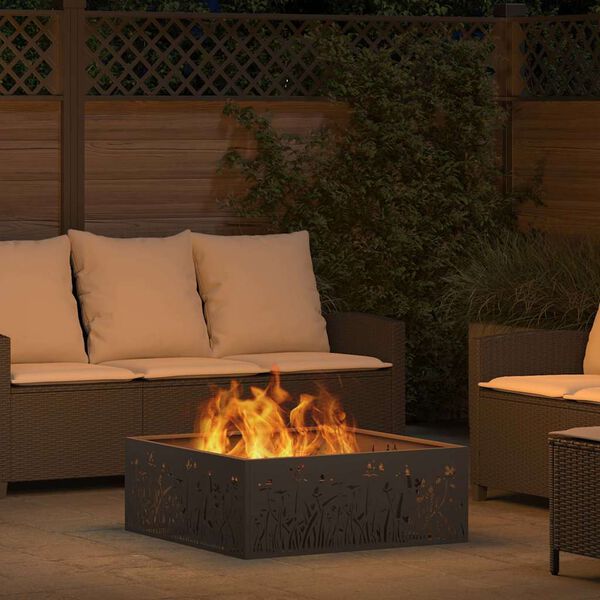 vidaXL Fire Pit Black 31.50 x 31.50 x 11.81 in Steel