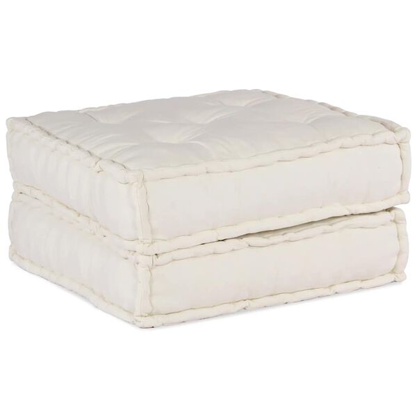 vidaXL Pouffe Cream 100% cotton, 70% recycled cotton, 30% foam Large