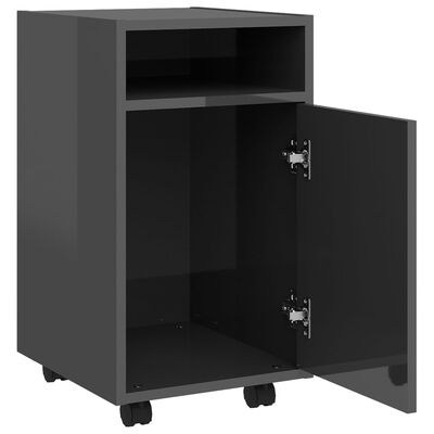 vidaXL Side Cabinet with Wheels High Gloss Gray 13"x15"x23.6" Engineered Wood