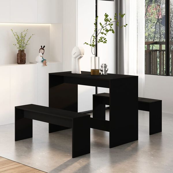vidaXL Dining Set Black Engineered wood Medium Durable Dining Set
