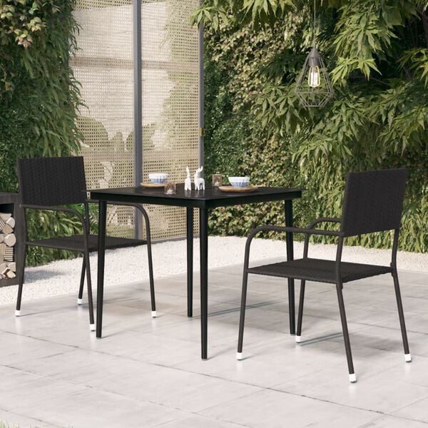 vidaXL Garden Dining Table Black Powder-coated steel, glass