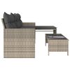vidaXL Garden Sofa Light Grey PE rattan, powder-coated steel, tempered glass