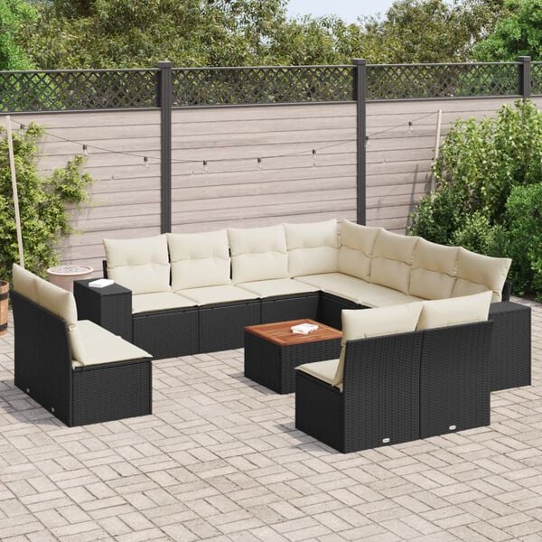 vidaXL Garden Sofa Set Black