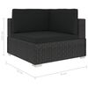 vidaXL Garden Sofa Black PE Rattan, Powder-Coated Steel, 100% Polyester