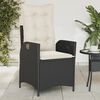 vidaXL Reclining Garden Chair Black Poly Rattan Standard Foldable