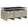 vidaXL Patio Dining Set Set of 6 Light Gray PE Rattan 7 Piece Foldable