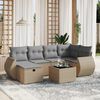 vidaXL Garden Sofa Set Beige Mix Poly Rattan, Tempered Glass, Steel Medium