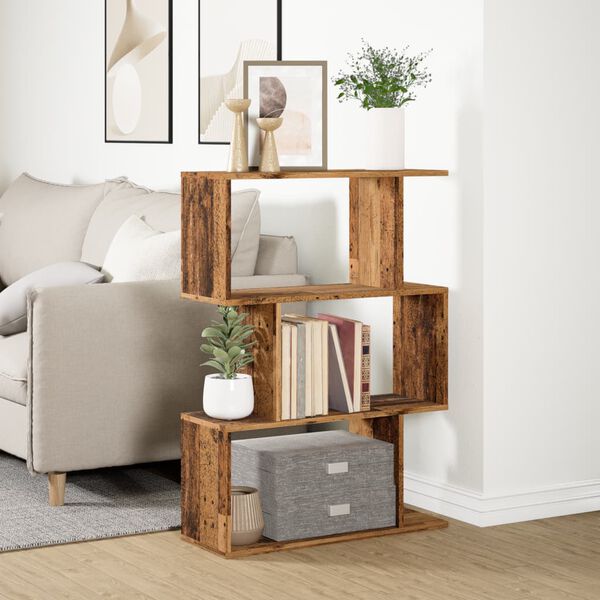 vidaXL Room Divider Bookcase Old Wood Engineered Wood Medium