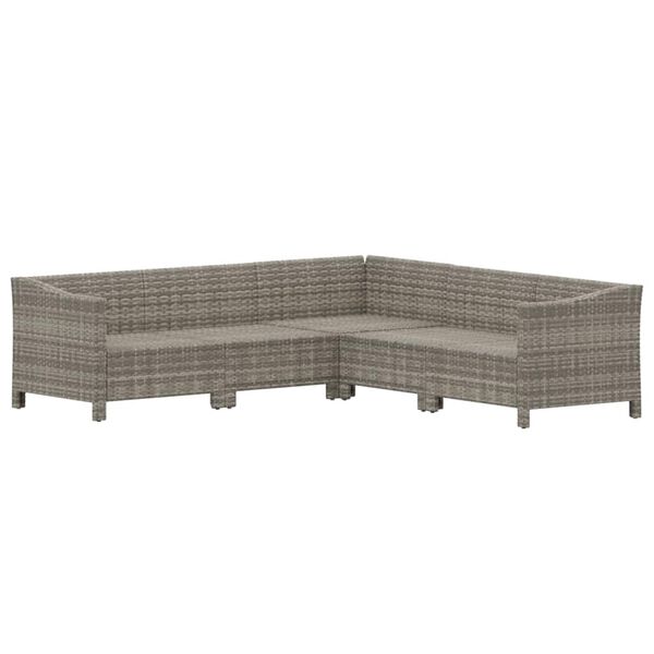 vidaXL Garden Lounge Set Grey PE rattan, powder-coated steel Large