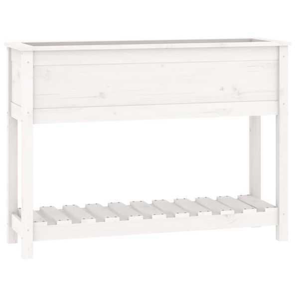 vidaXL Planter White Solid pine wood Medium Planter Rectangular
