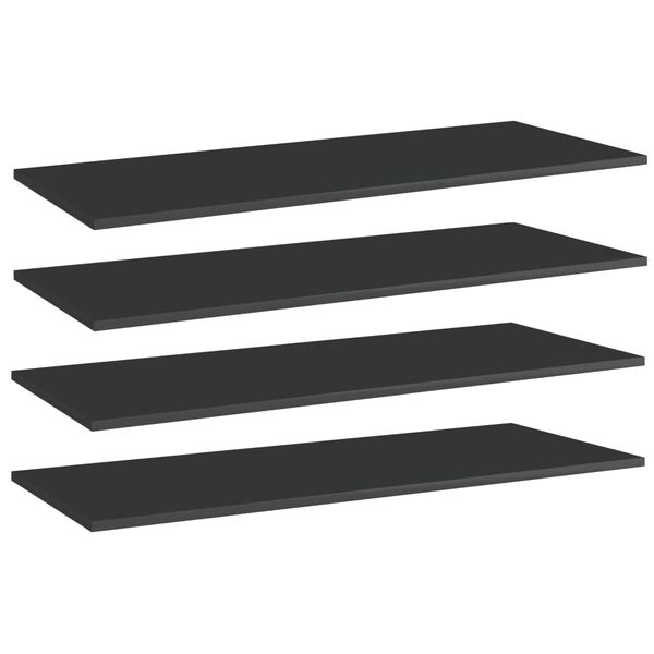 vidaXL Shelf Set of 4 High gloss black Engineered wood