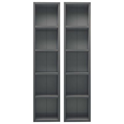 vidaXL CD Cabinets 2 pcs High Gloss Gray 8.3"x6.3"x36.8" Chipboard