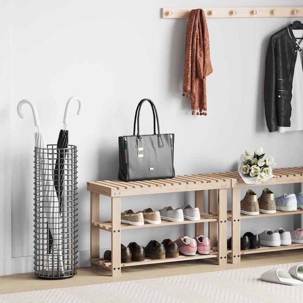 vidaXL Shoe Cabinet Natural Wood Solid Fir Wood Medium Shoe Rack