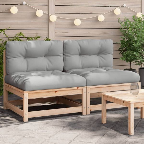 vidaXL Garden Sofa Grey Solid pine wood 27.6 x 27.6 in Modular