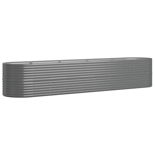 vidaXL Garden Raised Bed Grey Powder-coated steel Large Durable