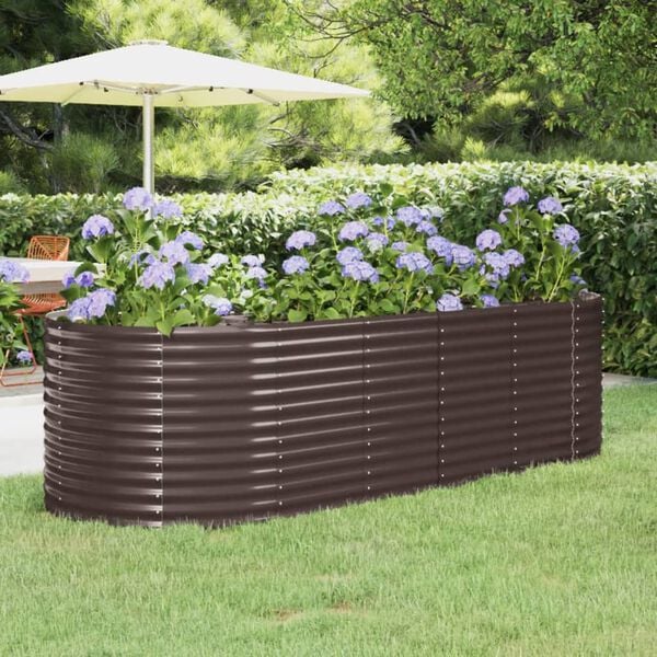 vidaXL Garden Raised Bed Brown Powder-coated steel Large Tough