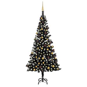 vidaXL Artificial Pre-lit Christmas Tree with Ball Set Black 94.5" PVC