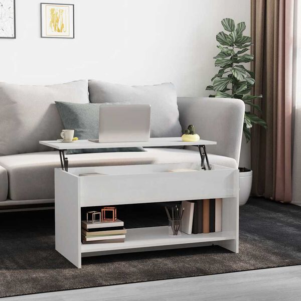 vidaXL Coffee Table High gloss white Engineered wood Medium Coffee Table