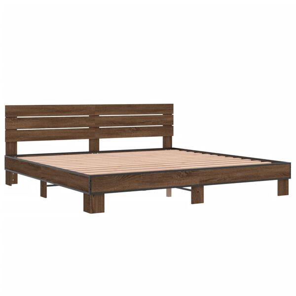 vidaXL Bed Frame Brown Oak Engineered Wood Double Durable Bed Frame