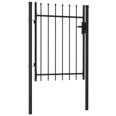 vidaXL Fence Gate Single Door with Spike Top Steel 3.3'x3.9' Black