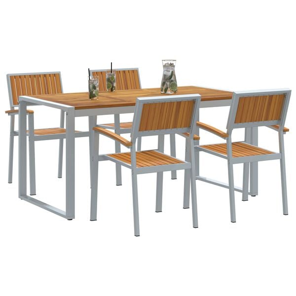 vidaXL Garden Dining Set 5 pcs Grey Solid Acacia Wood
