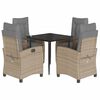 vidaXL 5 Piece Patio Dining Set with Cushions Mix Beige Poly Rattan