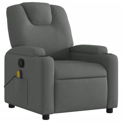 vidaXL Massage Recliner Chair Dark Gray Fabric