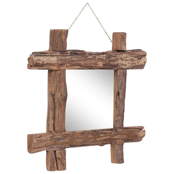vidaXL Mirror Natural Recycled Teak Wood 19.7 x 19.7 in
