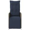 vidaXL Reclining Patio Chair with Cushions Gray Poly Rattan