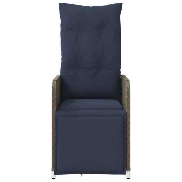 vidaXL Reclining Patio Chair with Cushions Gray Poly Rattan