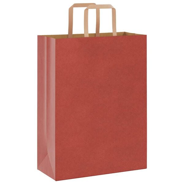 vidaXL Paper Bags 250 pcs with Handles Red 10.2x4.7x13.8"