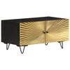 vidaXL Coffee Table Black with Brass Solid Mango Wood, Iron