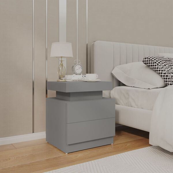 vidaXL Bedside Cabinet Grey Engineered wood 17.7 x 13.8 x 20.5 in Modern