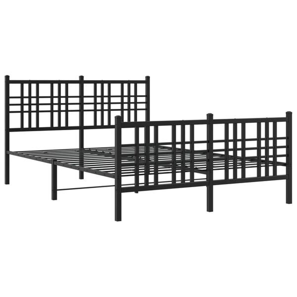 vidaXL Bed Frame Black Steel Full Bed Frame Rectangular Traditional