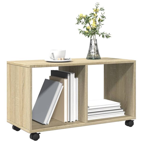 vidaXL Rolling cabinet Sonoma oak Engineered wood 28.3 x 13.0 x 16.7 in