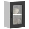 vidaXL Kitchen Wall Cabinet Black Engineered wood and glass Medium