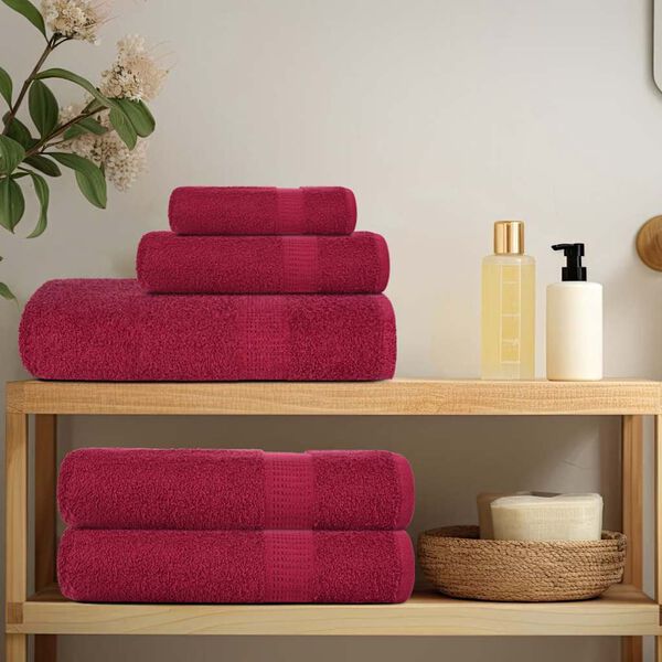 vidaXL Towel Set Burgundy 100% Cotton Guest, Hand, Shower Towel Set