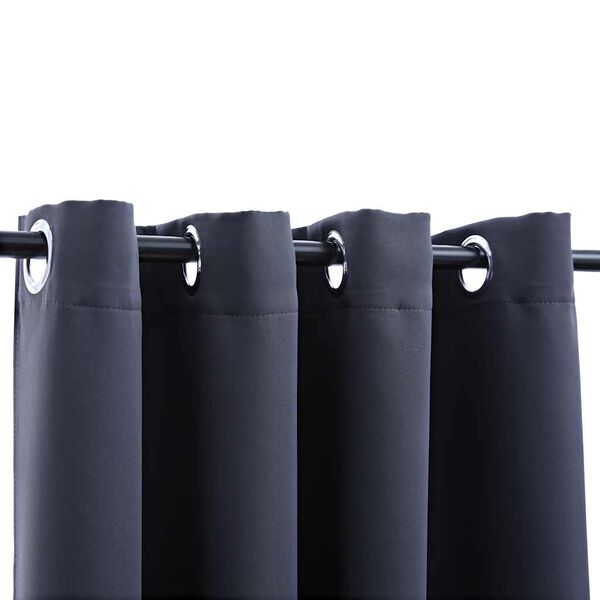 vidaXL Blackout Curtains with Metal Rings 2 pcs Anthracite 55.1x88.6"