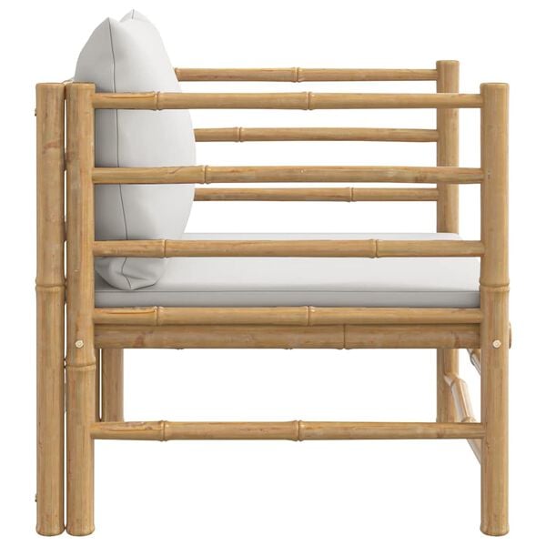 vidaXL Garden Sofa Light grey, Natural bamboo Bamboo, 100% Polyester