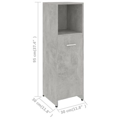 vidaXL 4 Piece Bathroom Furniture Set Concrete Gray