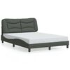 vidaXL Bed Frame Dark Grey Polyester, Metal, Solid Pine Wood, Plywood