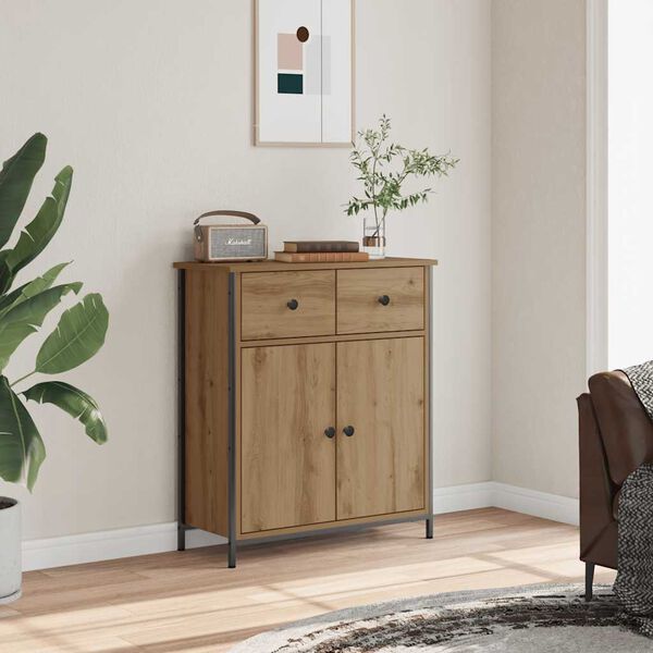 vidaXL Sideboard Artisan Oak Engineered wood, glass Medium Sideboard